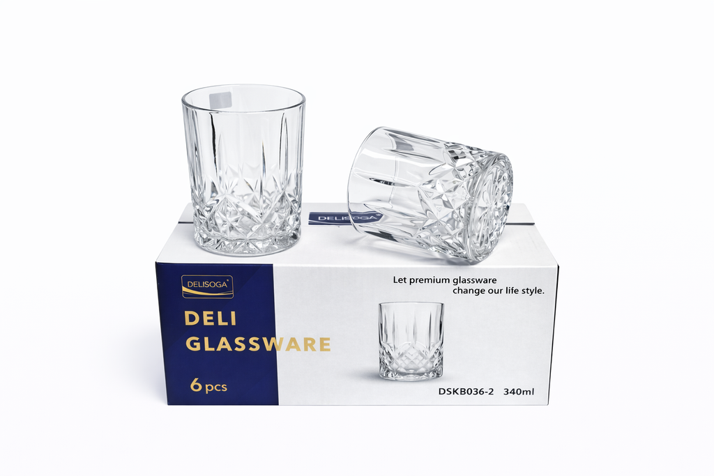 Delisoga Glass Tumbler Cup Set 6pcs