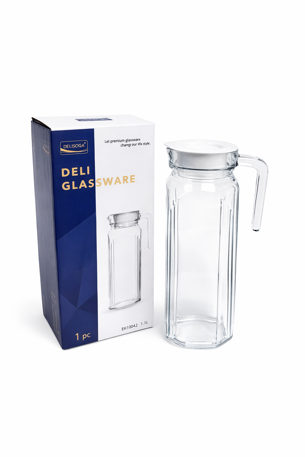 DELISOGA Glassware Crystal Glass Pitchers Jug 1.1L (pack of 1)