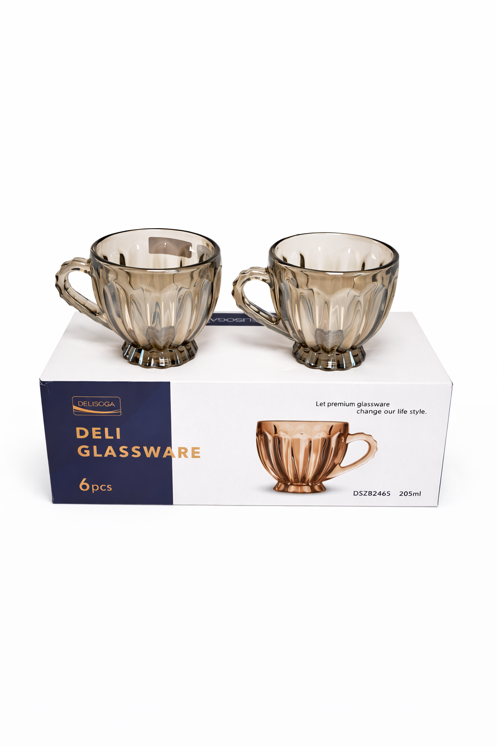 Delisoga Mug Glass Set 6pcs (BROWN)