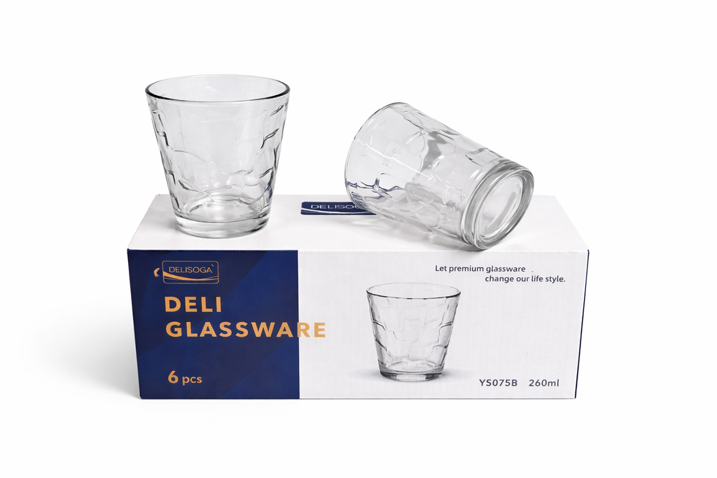 Delisoga Glass Tumbler Cup Set 6pcs