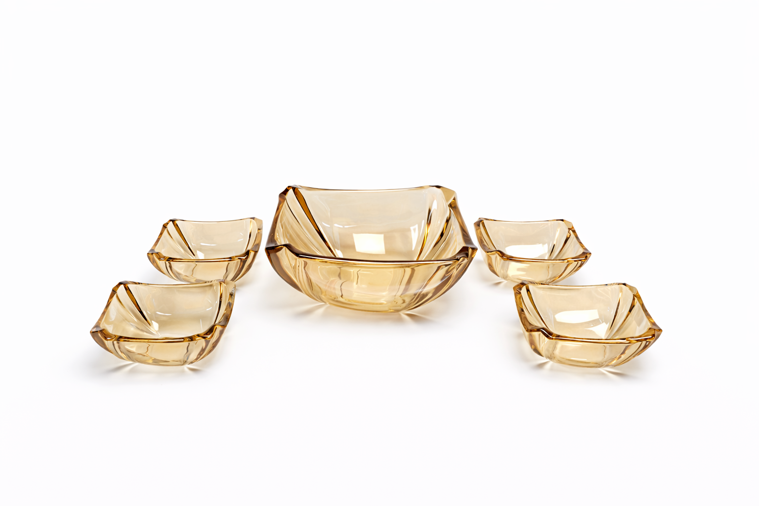 DELISOGA Golden Glass Fruit Bowl Set 7pcs