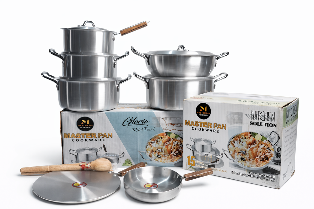 Master Pan Gloria Metal Finish 15-Piece Cookware Set