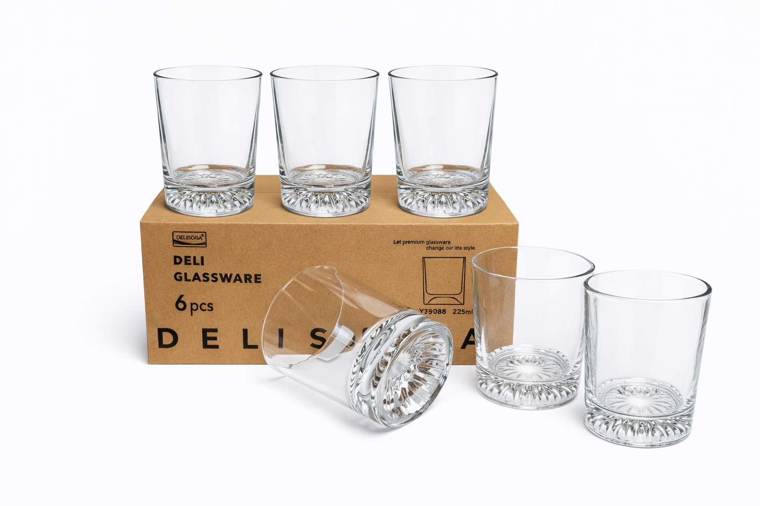 Delisoga Glass Tumbler Cup Set 6pcs