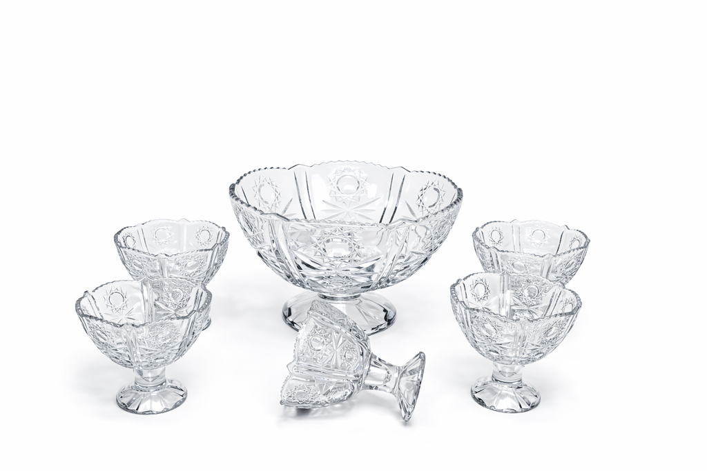 DELISOGA Textured Glass Ice-Cream Bowl Set 7pc