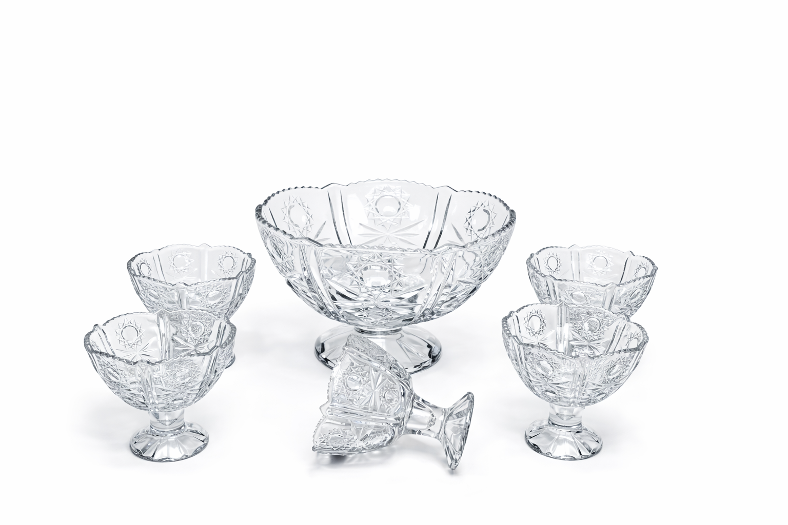 DELISOGA Textured Glass Ice-Cream Bowl Set 7pc