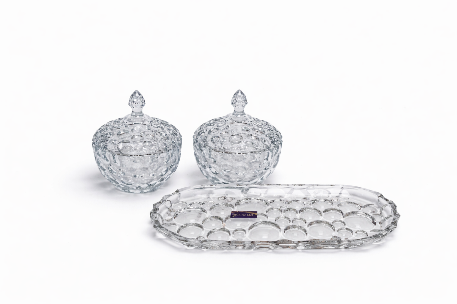Deli Glass Candy jar set with tray
