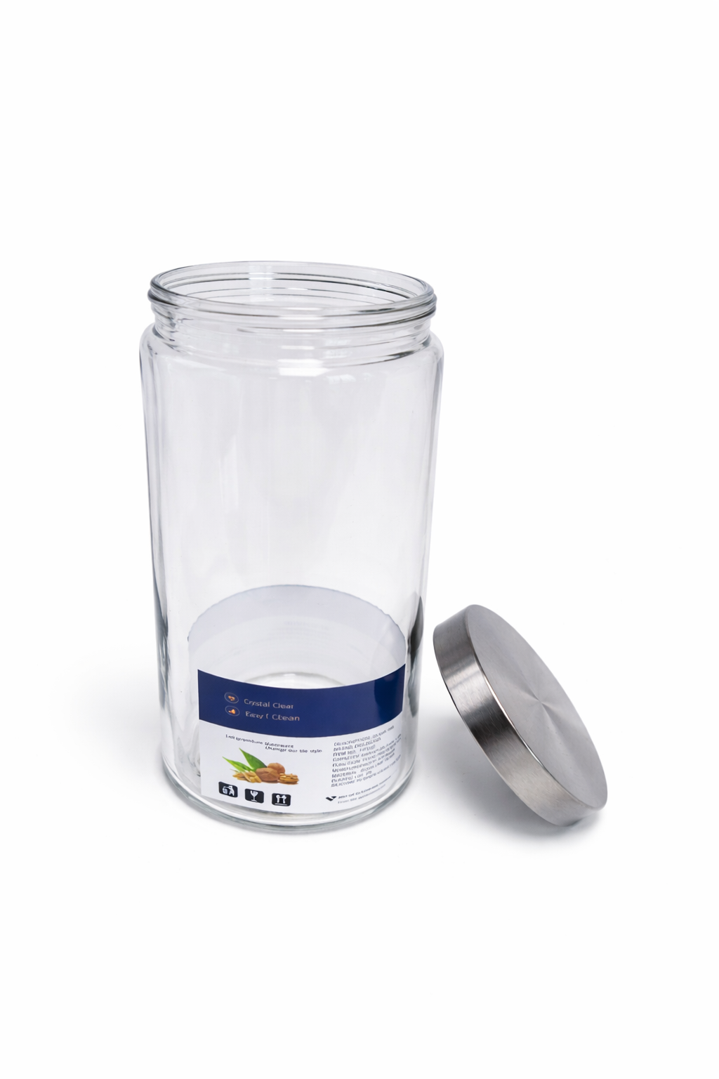 Deli Glassware Cookie Jar with Airtight Metal Lid 1.85L