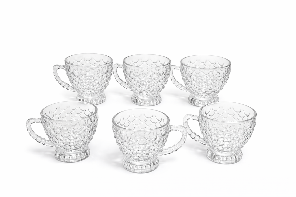 Delisoga Glass Tea Cup Set 6pcs (TEXTURED)
