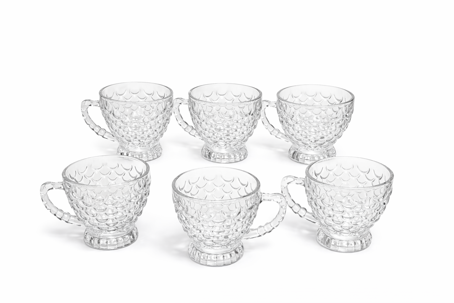 Delisoga Glass Tea Cup Set 6pcs (TEXTURED)
