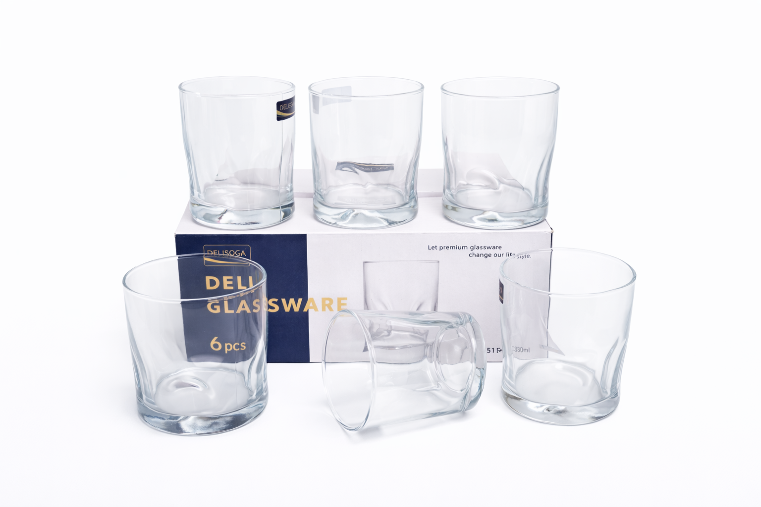Delisoga Glass Tumbler Cup Set 6pcs
