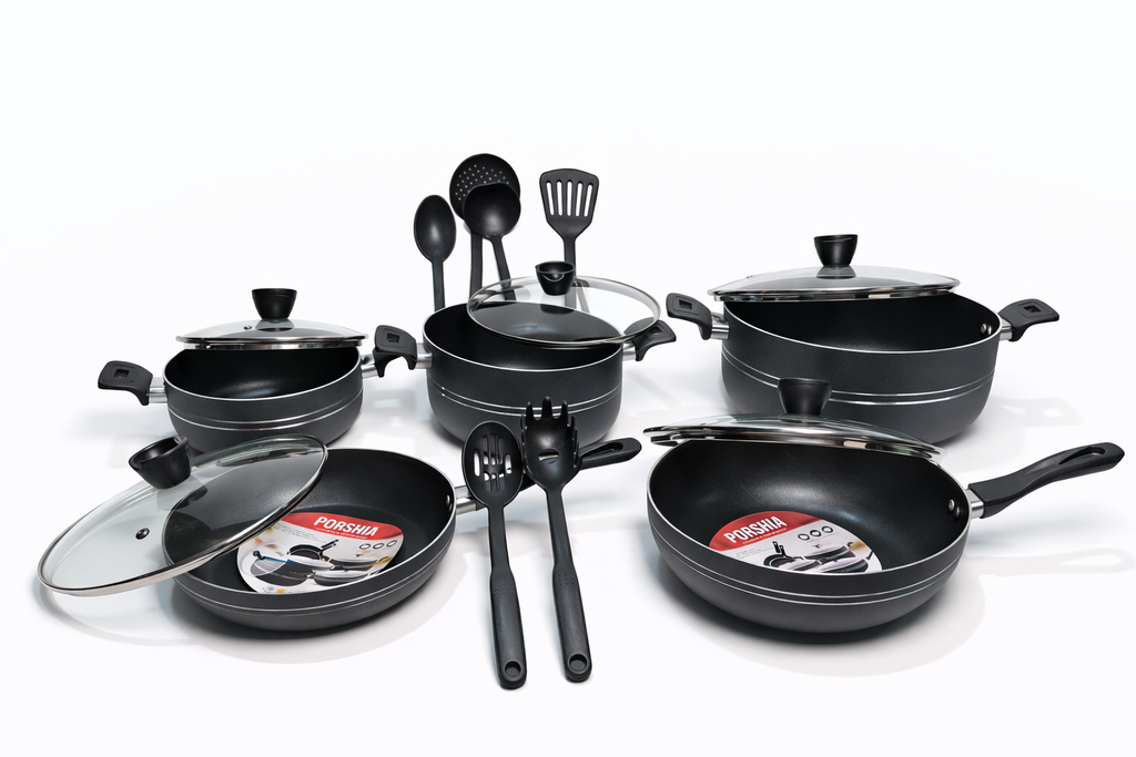 Orchard Kitchen Selection 16-Piece Non-Stick Cookware Set (Black)