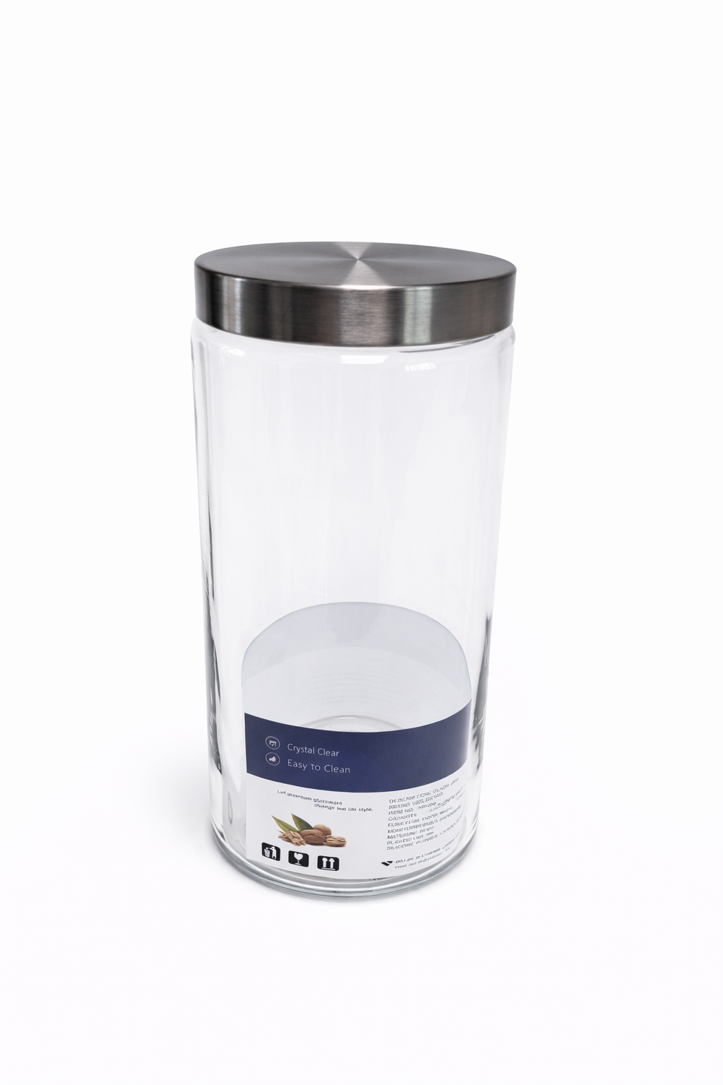 Deli Glassware Cookie Jar with Airtight Metal Lid 1.85L