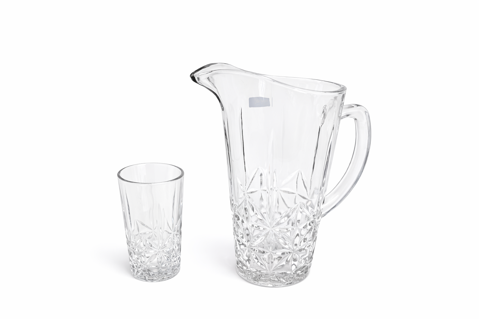 Deli Glassware - Water Jug Set with 6 Glasses 1 Jug