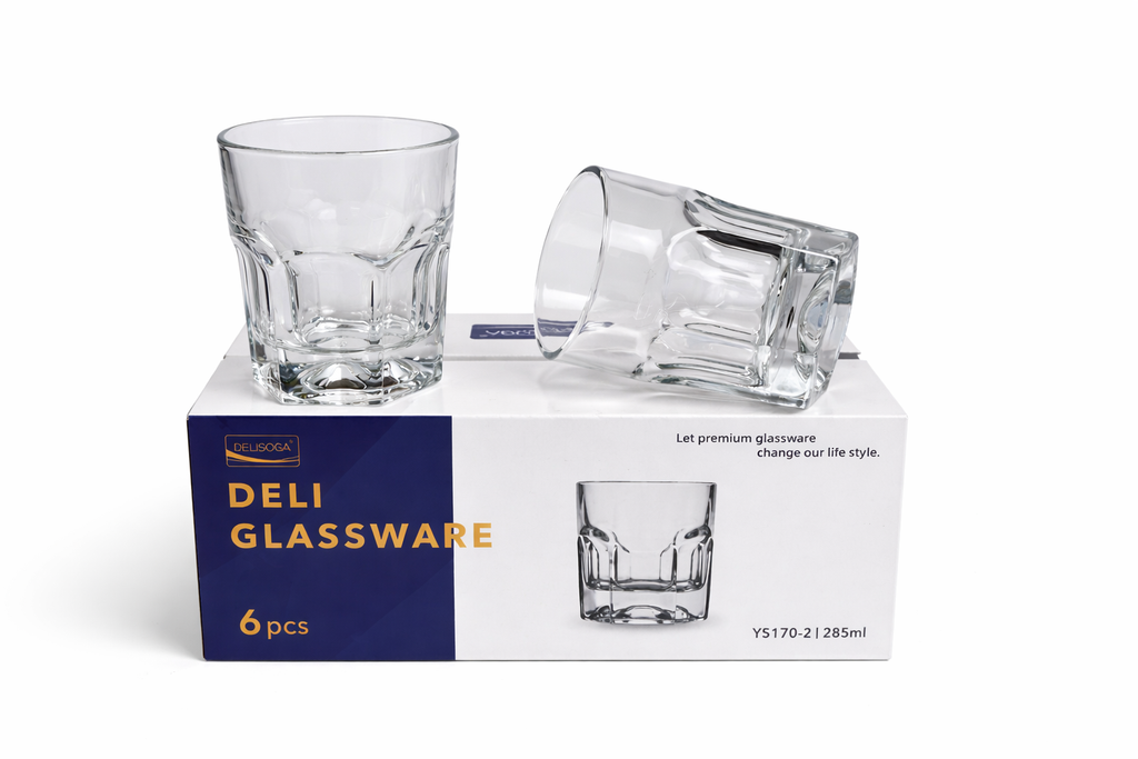 Delisoga Glass Tumbler Cup Set 6pcs