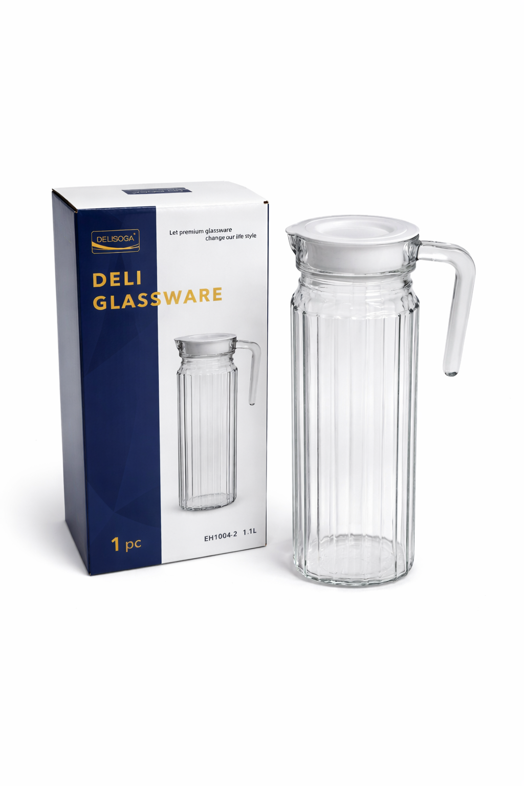 DELISOGA Glassware Crystal Glass Pitchers Jug 1.1L (pack of 1)