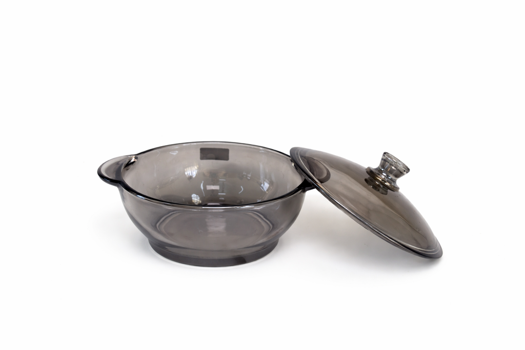 Delisoga Casserole/Donga smoked Transparent with Glass Lid 1 Pc 1 Liter Capacity Premium Quality Imported