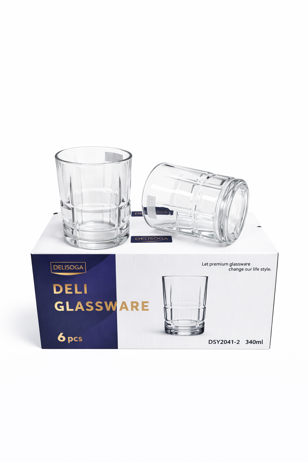 Delisoga Glass Tumbler Cup Set 6pcs