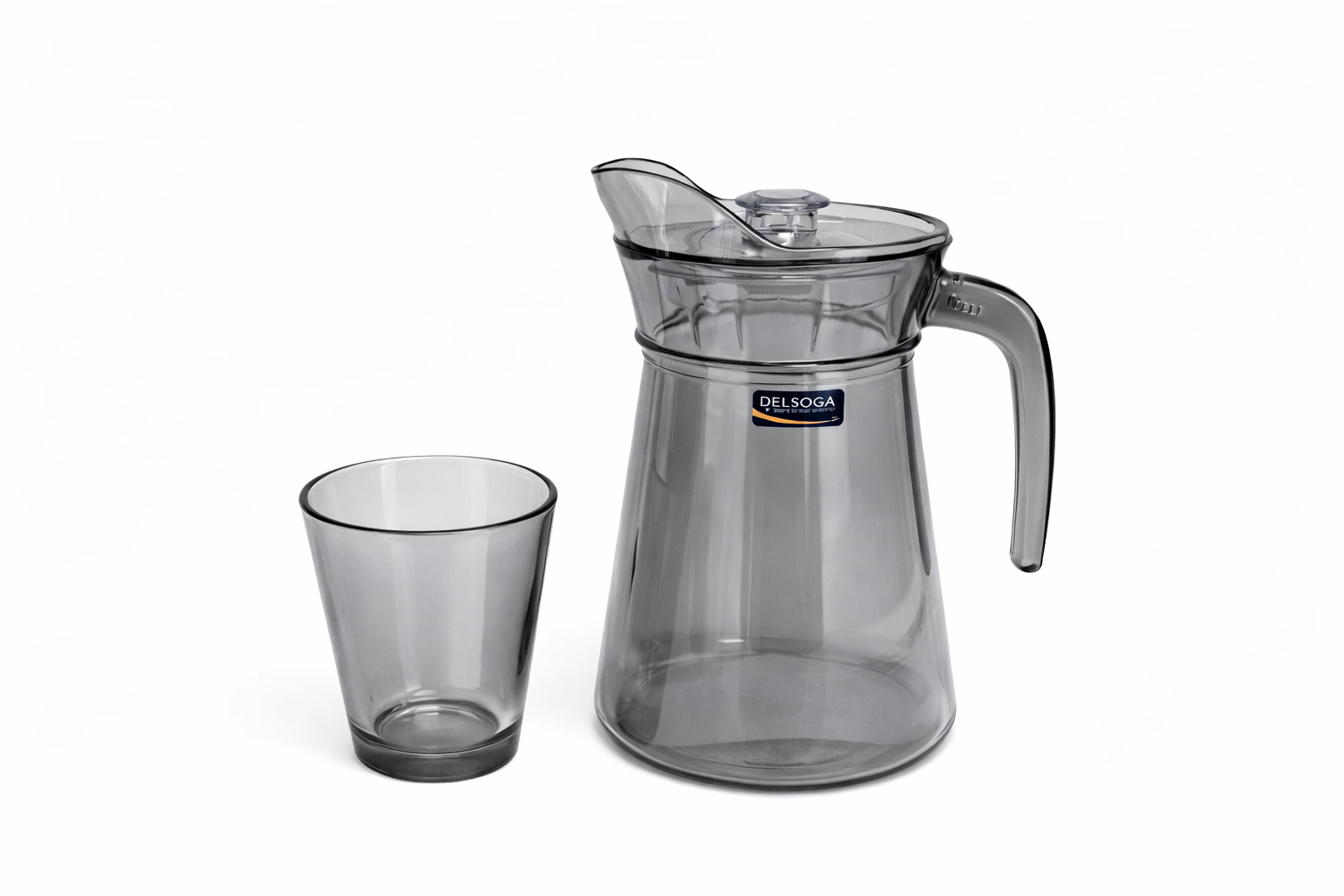 Deli Glassware - Water Jug Set with 6 Glasses 1 Jug (GREY)