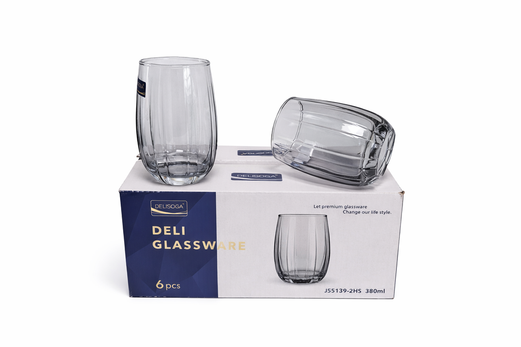 Delisoga Glass Tumbler Cup Set 6pcs (GREY)