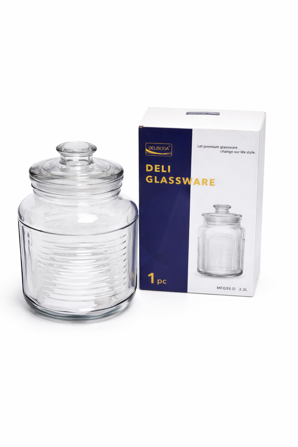 Deli Glassware Jar with Airtight Lids 2.2L