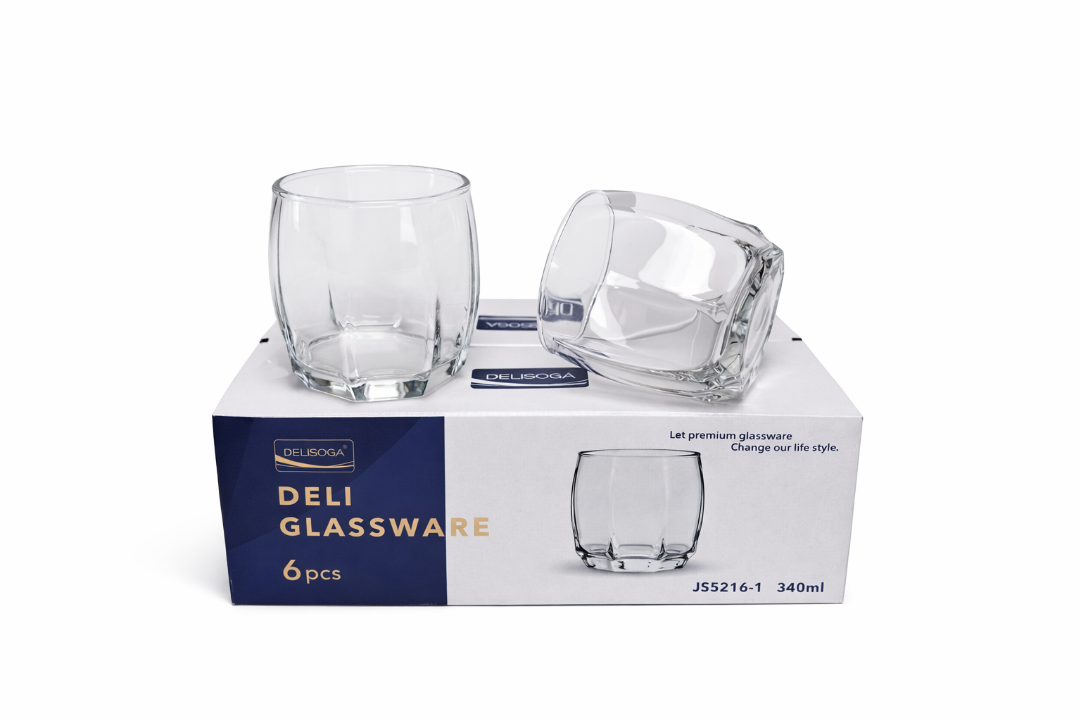 Delisoga Glass Tumbler Cup Set 6pcs