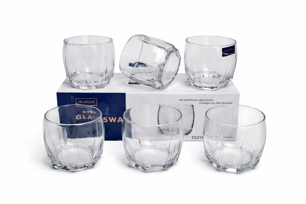Delisoga Glass Tumbler Cup Set 6pcs