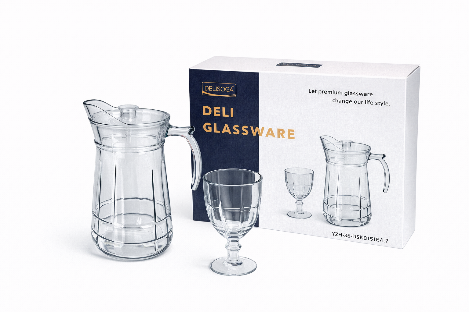 Deli Glassware - Water Jug Set with 6 Glasses 1 Jug SKU??