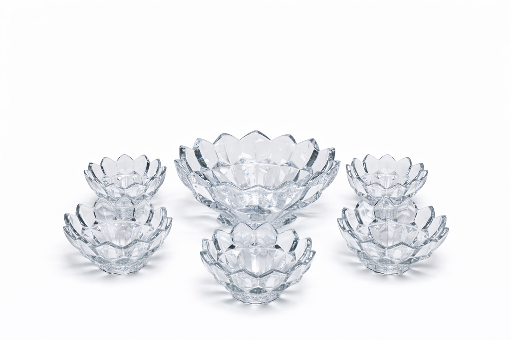 DELISOGA Textured Glass Fruit Bowl Set 7pcs (CLEAR)