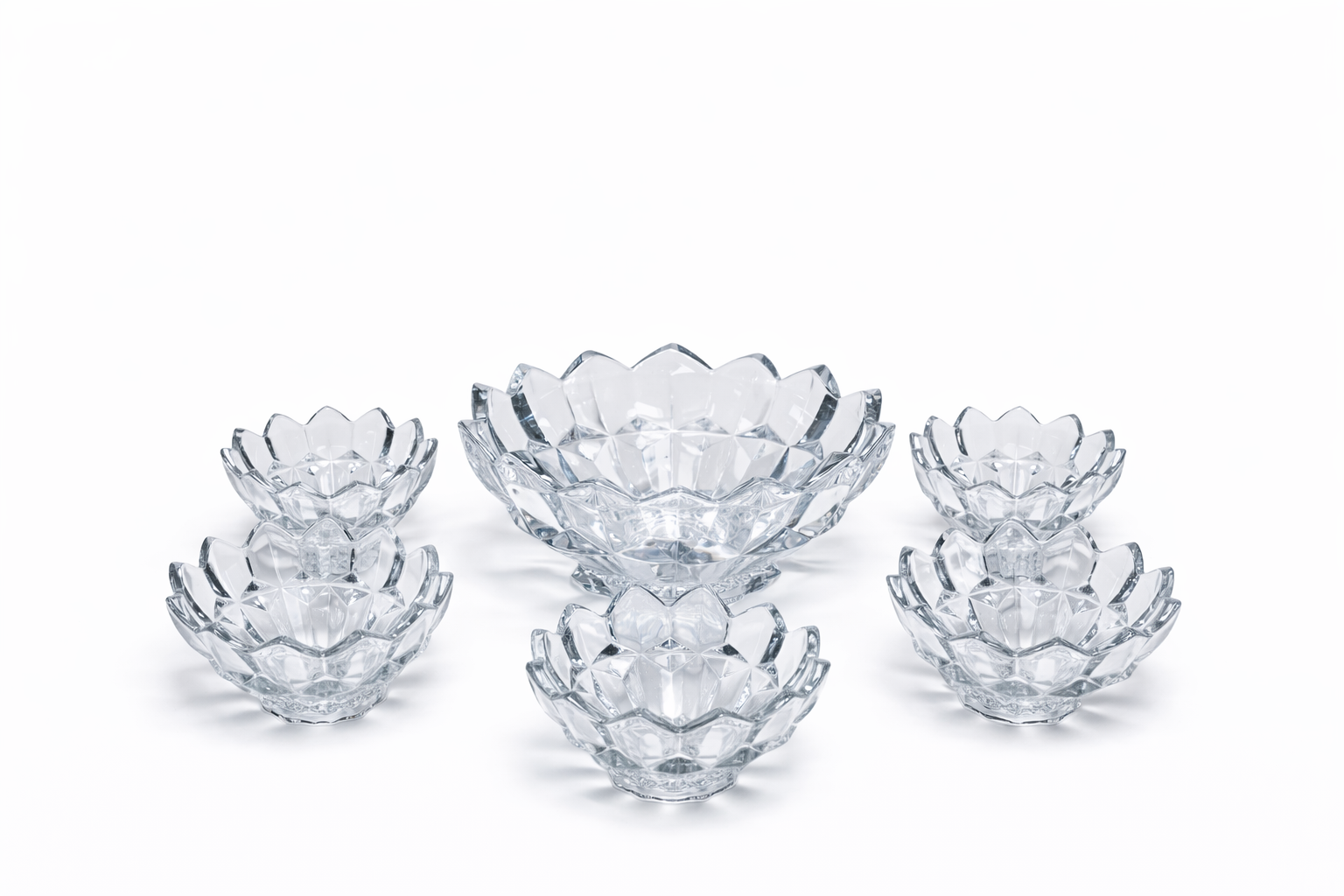 DELISOGA Textured Glass Fruit Bowl Set 7pcs (CLEAR)