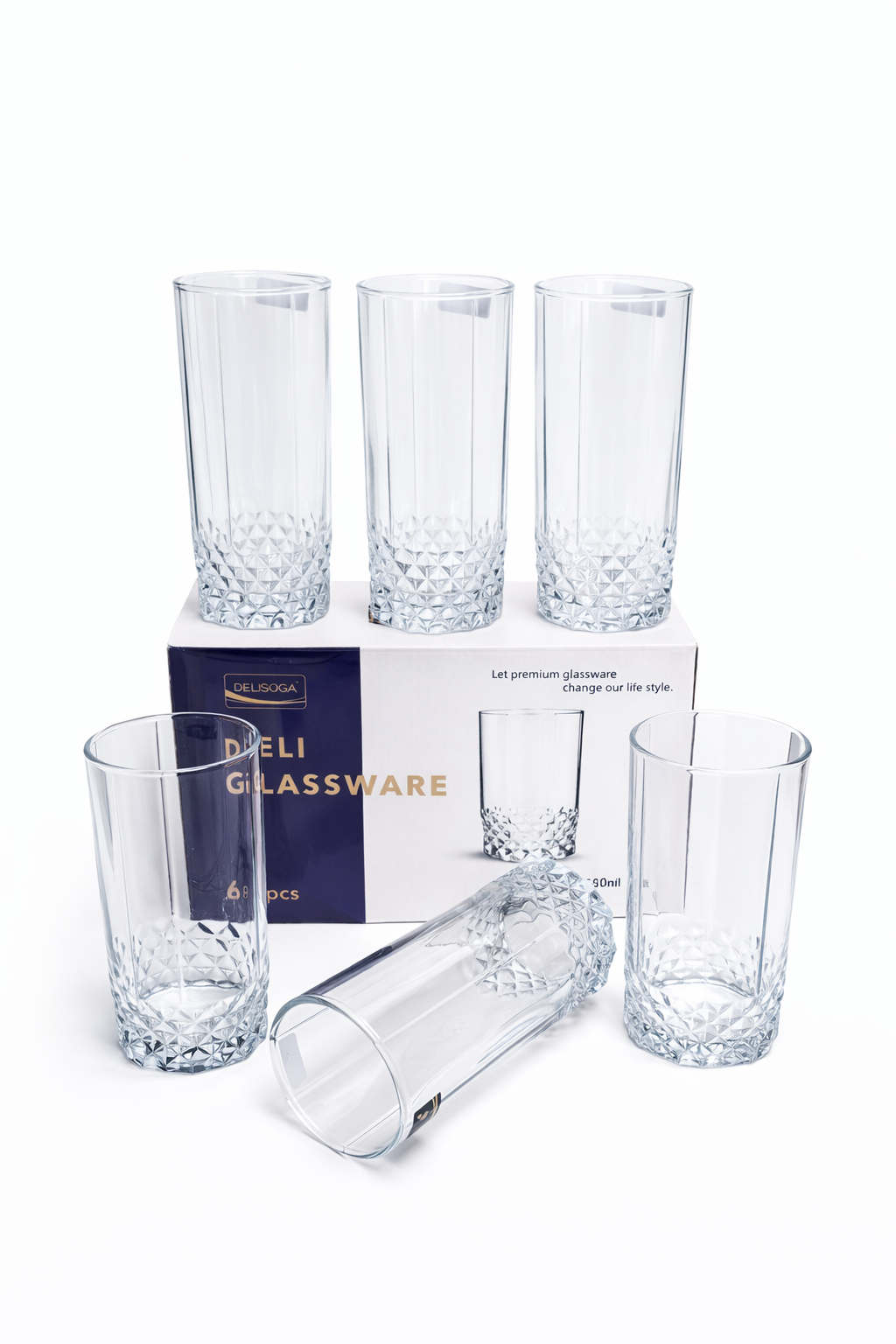 Delisoga Glass Tumbler Cup Set 6pcs