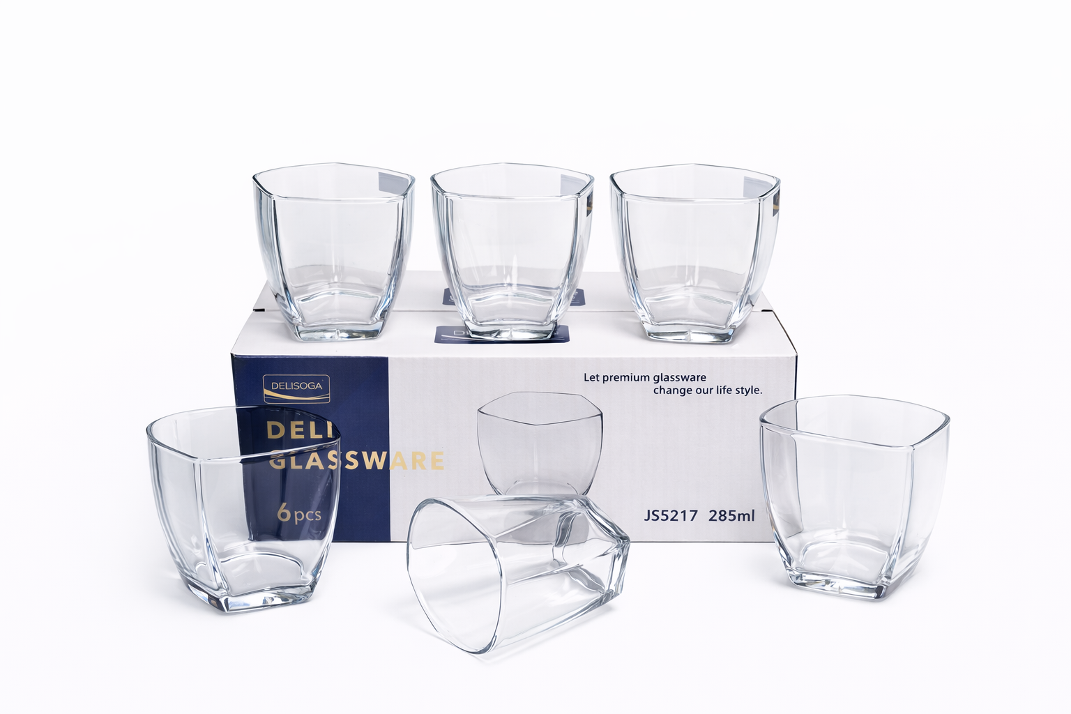 Delisoga Glass Tumbler Cup Set 6pcs