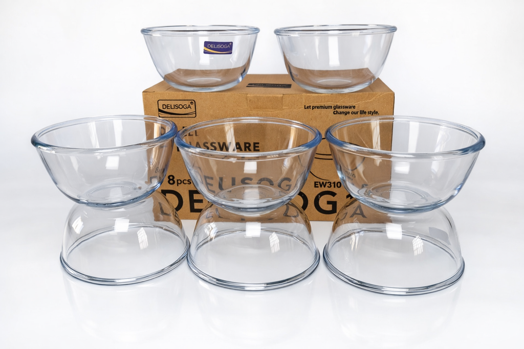 Delisoga Transparent Bowl 8 Pcs 140ml Capacity Premium Quality Imported