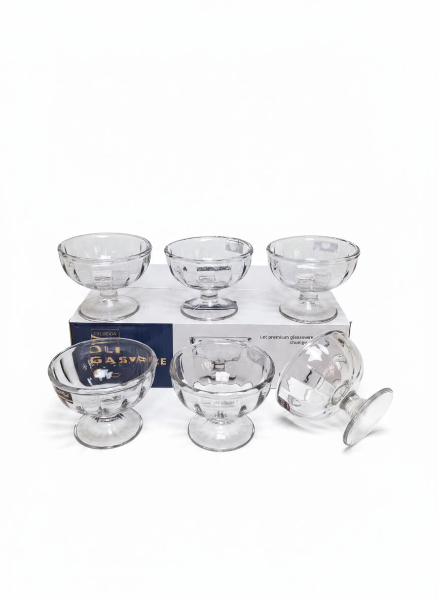 DELISOGA Glass Ice-Cream Bowls Set 6pcs