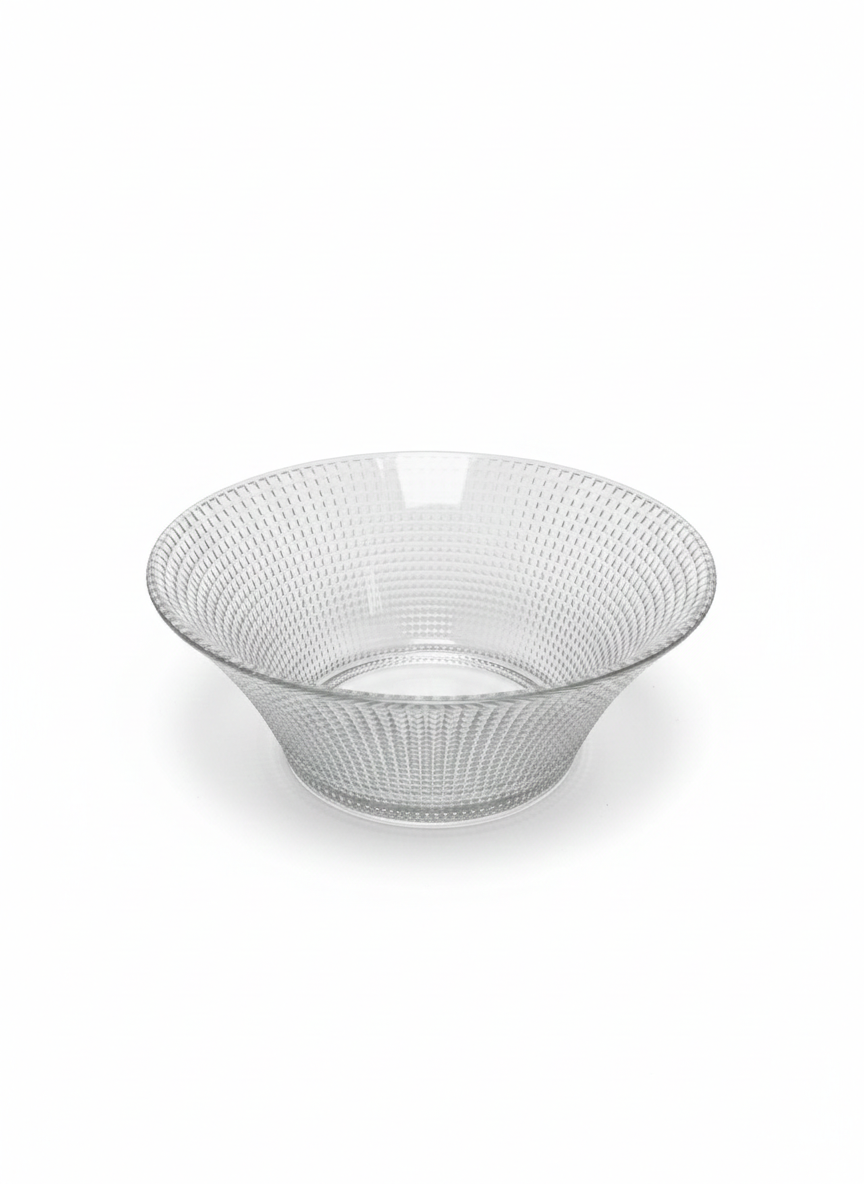 Deli Glassware Textured Clear Glass Bowl Set – 6 Pieces, 124 mm