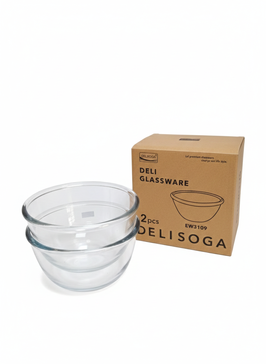Delisoga Glass Bowl – 2 Pcs 1 Liter