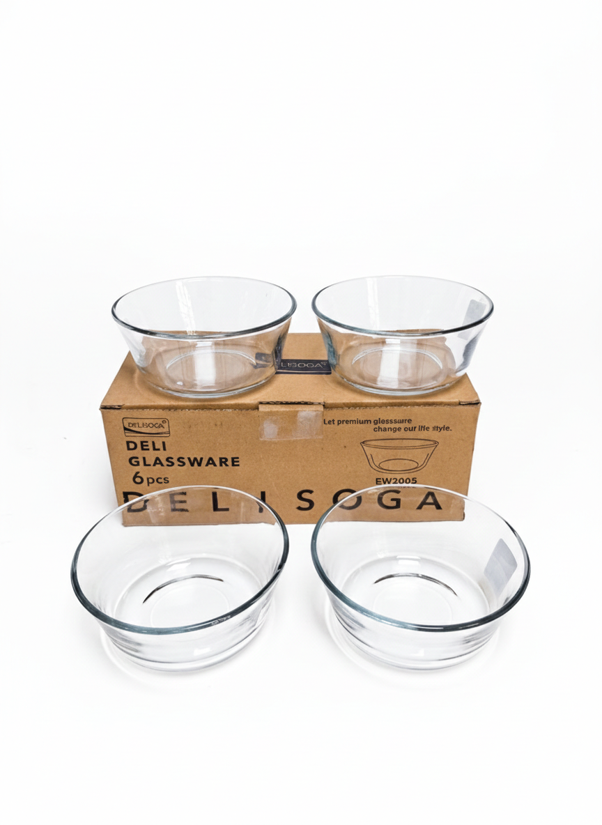 Deli glassware Transparent glass bowl 6pc 168MM