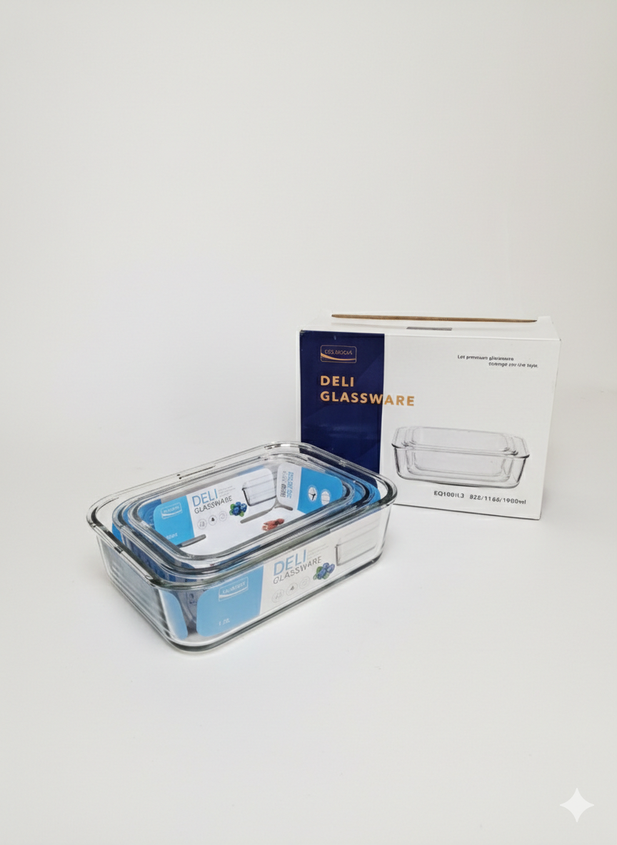 Deli Glassware FOOD CONTAINER 3pc