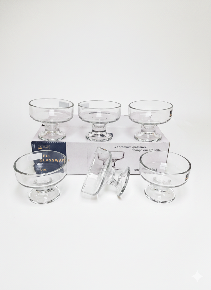 DELISOGA Glass Ice-Cream Bowls Set 6pcs