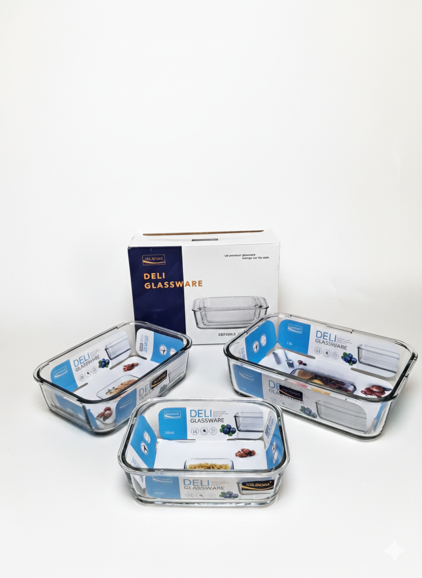 Deli Glassware FOOD CONTAINER 3pc