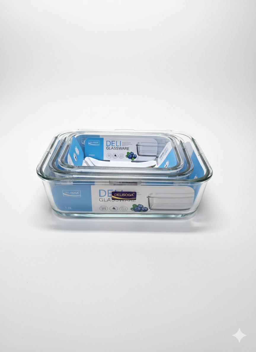 Deli Glassware FOOD CONTAINER 3pc