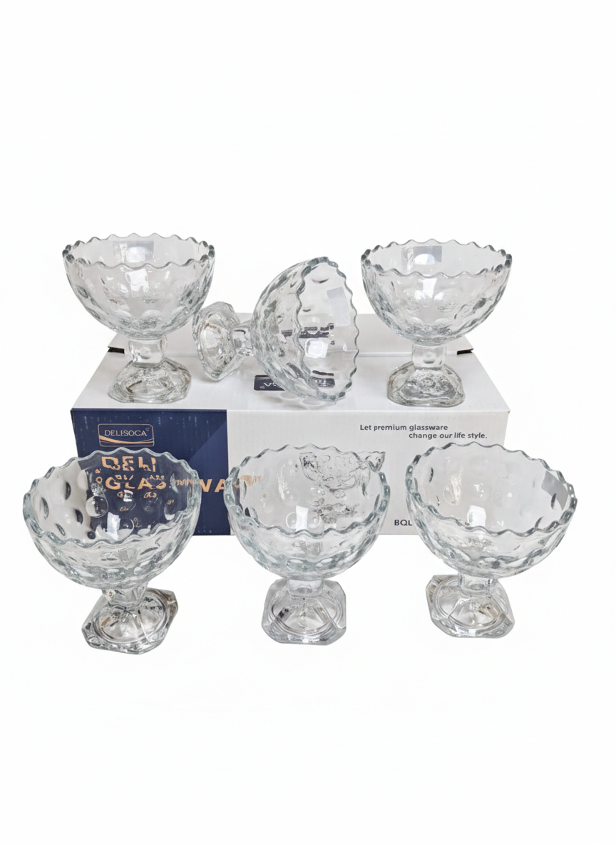DELISOGA Glass Ice-Cream Bowls Set 6pcs