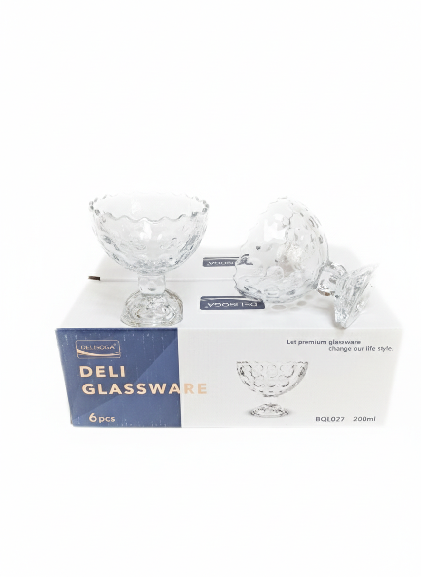 DELISOGA Glass Ice-Cream Bowls Set 6pcs