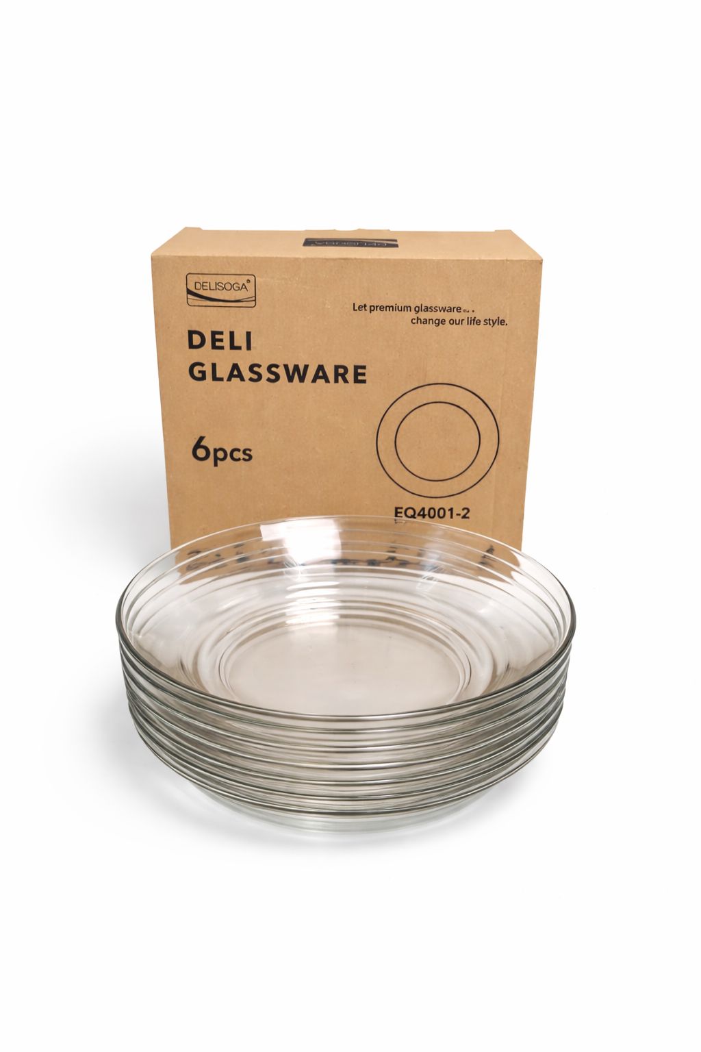 Delisoga Transparent All Purpose Glass Plates - 6pcs 228MM