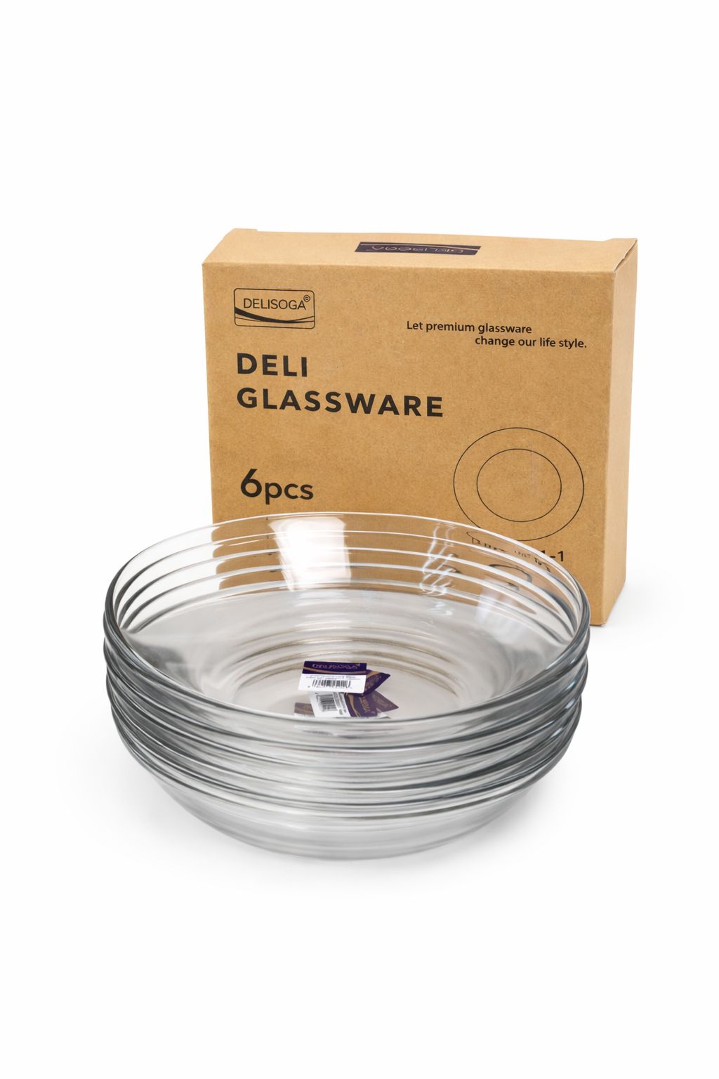 Delisoga Transparent All Purpose Glass Plates - 6pcs 194MM