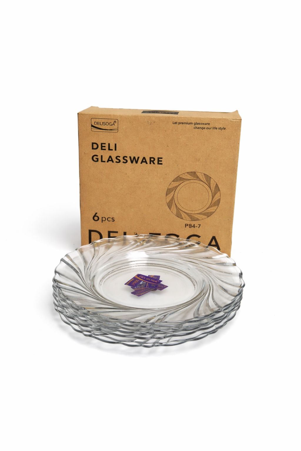 Delisoga Transparent All Purpose Glass QUARTER PLATES 7" - 6pcs