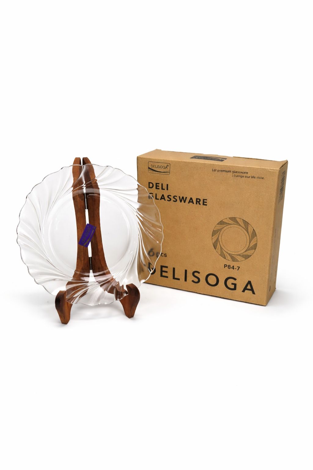 Delisoga Transparent All Purpose Glass QUARTER PLATES 7" - 6pcs