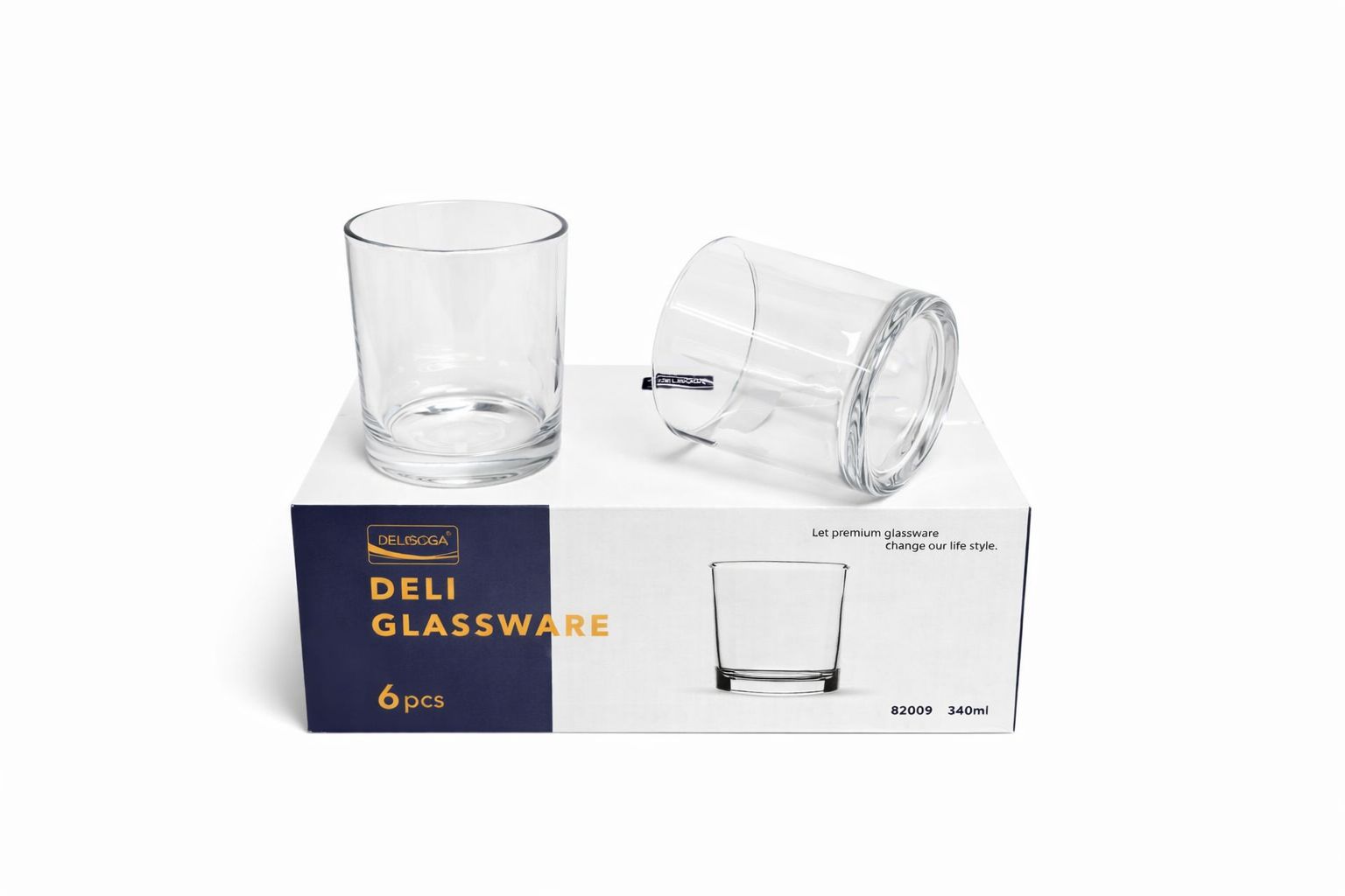Delisoga Glass Tumbler Cup Set 6pcs