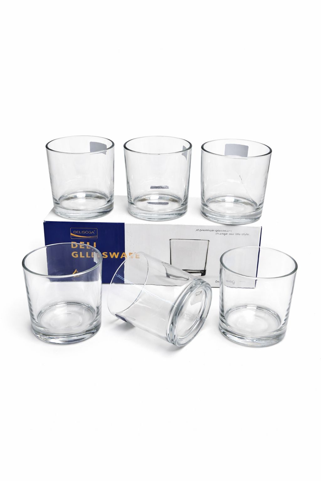 Delisoga Glass Tumbler Cup Set 6pcs