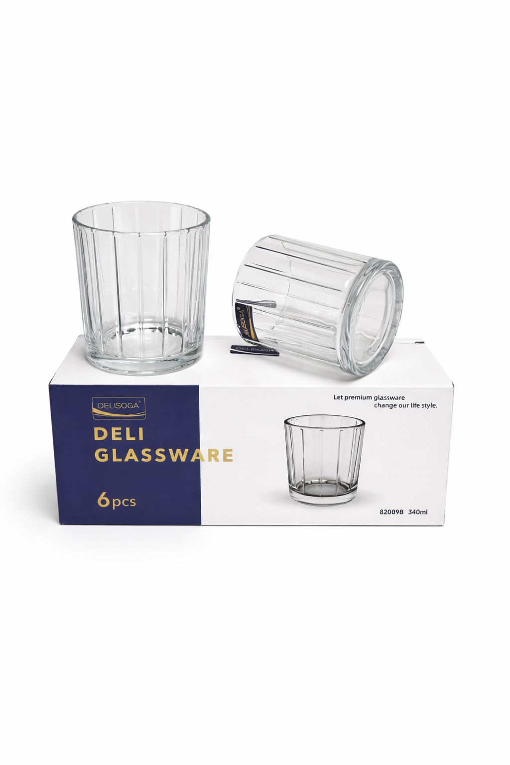 Delisoga Glass Tumbler Cup Set 6pcs