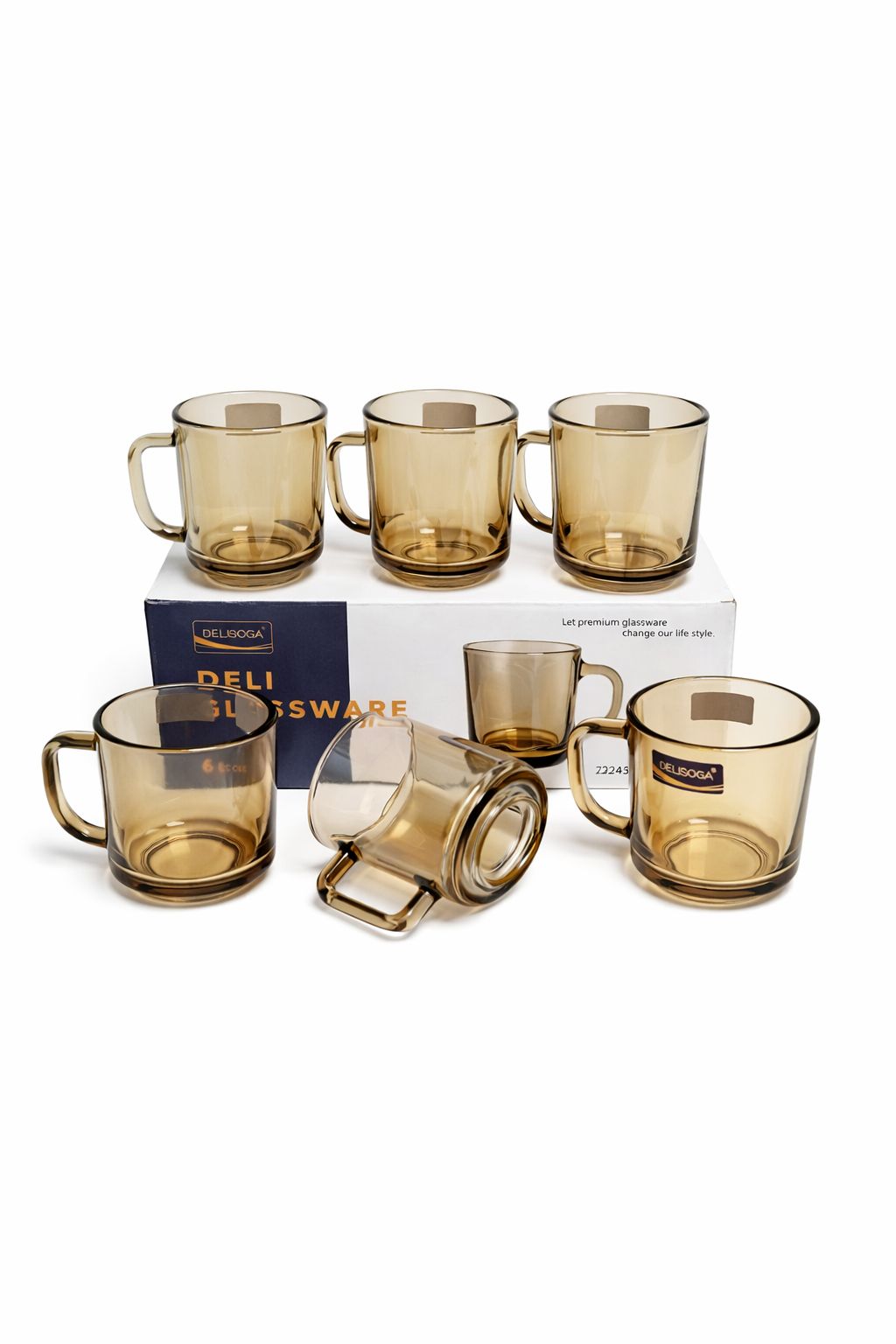 Delisoga Mug Glass Set 6pcs (BROWN)